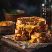 Foto sanduíches de queijo grelhado na pedra em pub rústico ia generativa