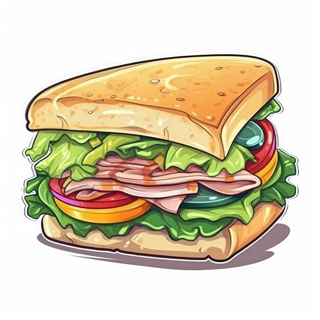 Foto sandwich-aufkleber isoliert, ai generiert