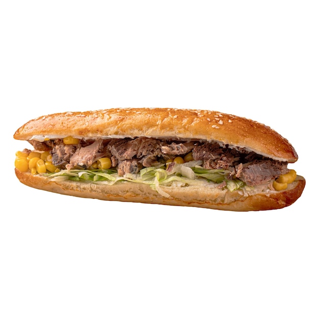 Sándwich de baguette de atún con maíz