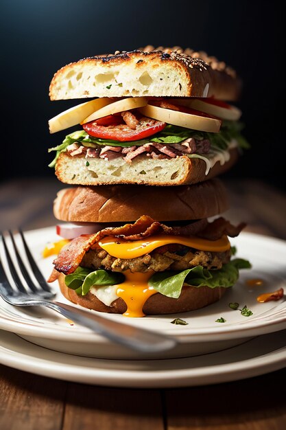 Un sándwich con un bocado sacado de él