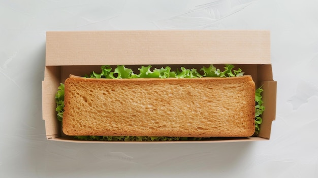 Sándwich en caja con lechuga