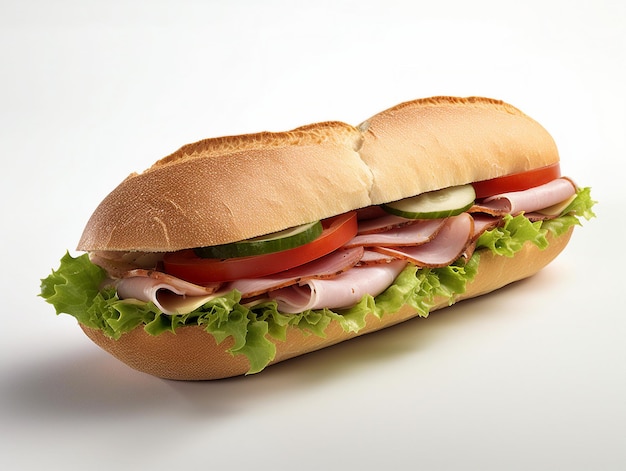 Un sándwich con carne y lechuga