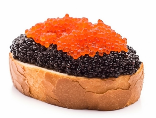 Sándwich de caviar caviar rojo y negro