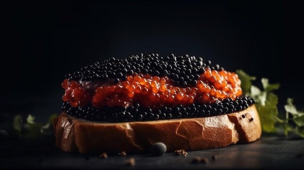 Sándwich con caviar negro Generativo Ai