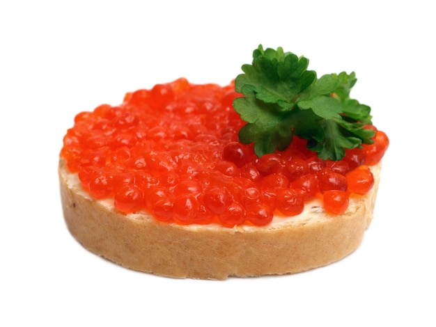 Sandwich con caviar rojo