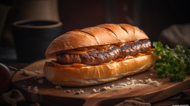 Sándwich de chorizo argentino Ilustración AI GenerativexA