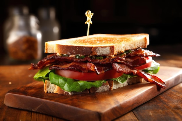 Sándwich clásico BLT con lechuga de tocino crujiente y tomate creado con AI generativa