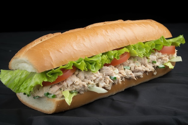 Sándwich clásico de ensalada de atún en un rollo crujiente creado con inteligencia artificial generativa