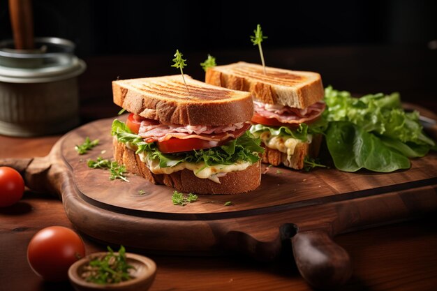 un sándwich delicioso en el interior de una cocina