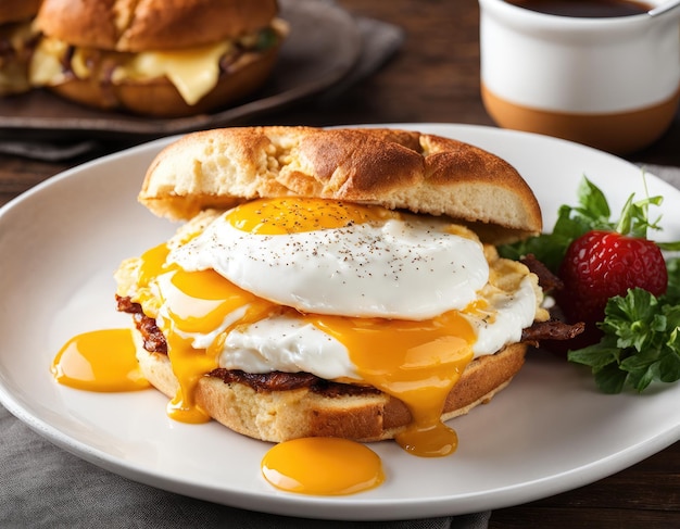 Un sándwich de desayuno abundante, pero sustituye el huevo por una bola de helado y almíbar.