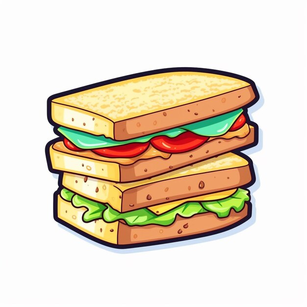 un sándwich de dibujos animados con lechuga generativa ai