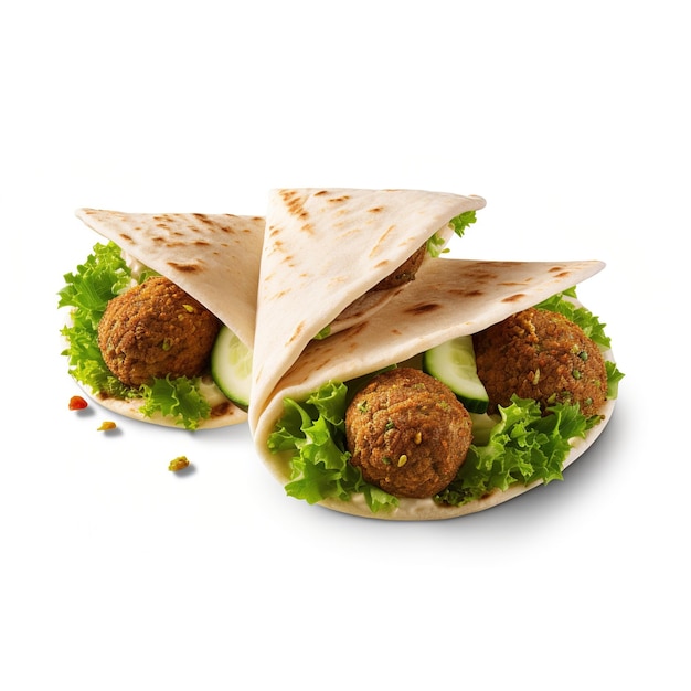 Sándwich de falafel con pepino de lechuga y hummus