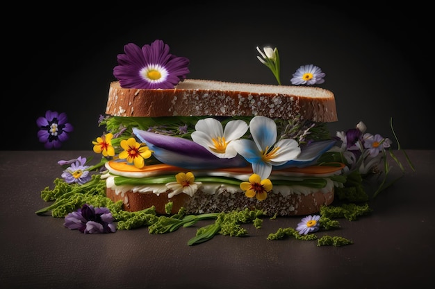 Sándwich de flores de primavera Generación de IA