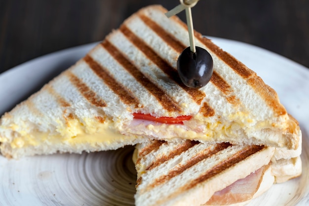 Sándwich frito de pan de trigo blanco