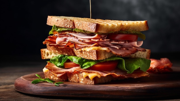 Un sándwich con una guarnición de tomate