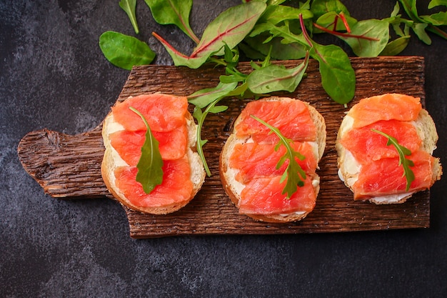 Sandwich Lachs Smorrebrod köstlichen Snack Meeresfrüchte Fisch