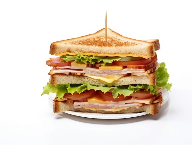 Sandwich mit Schinken-Käse-Tomaten-Salat und geröstetem Brot
