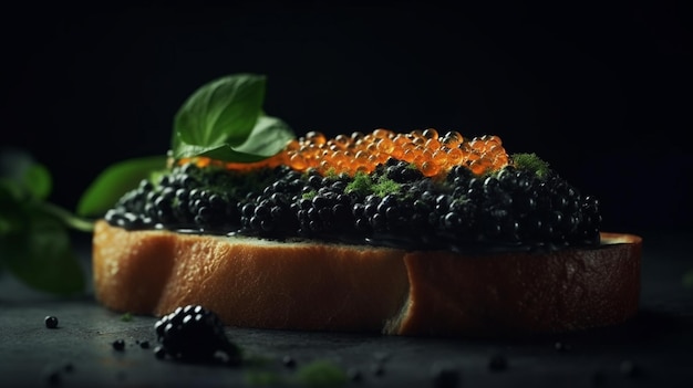 Sandwich mit schwarzem Kaviar Generative Ai