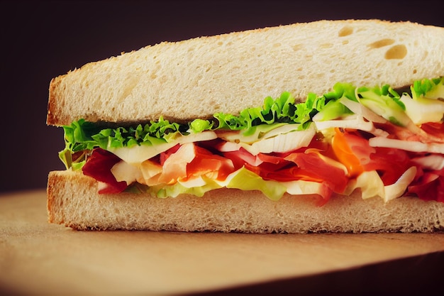 Sándwich de pan fresco con tomates de huevo de lechuga de ensalada