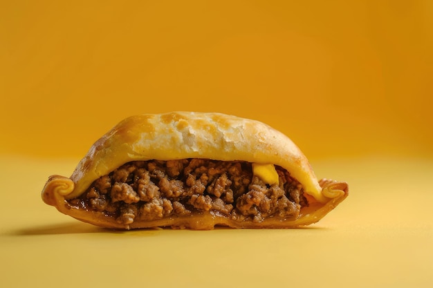 Foto un sándwich de primer plano sobre un fondo amarillo