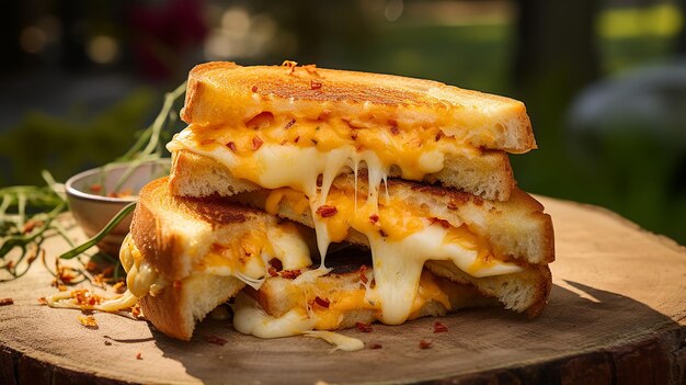 Foto sándwich de queso asado derretido estilo picnic