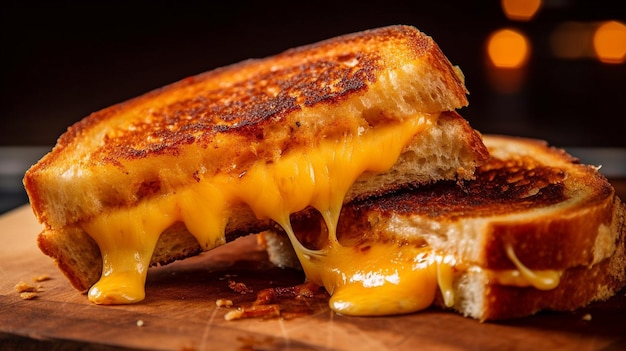 Un sándwich de queso caliente de América para el desayuno un sándwich casero de queso a la parrilla generado por la IA