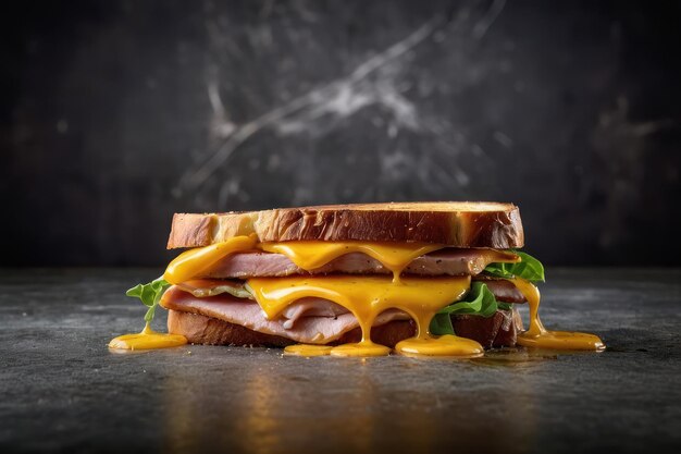 Foto sándwich de queso derretido y jamón