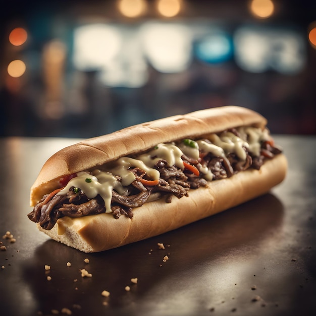 Sándwich de queso Steak de carne de res Subs generado por Ai