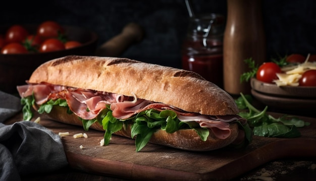 Sándwich rústico presume de frescura con prosciutto ahumado generado por IA