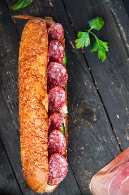 sándwich salchicha comida rápida comida fresca comida bocadillo en la mesa espacio de copia fondo de comida