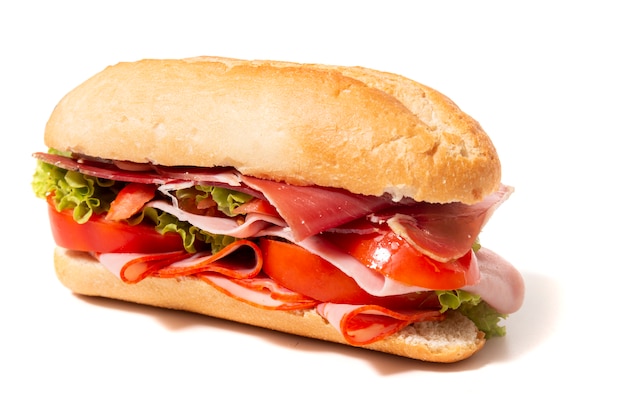 Foto sándwich con salchicha de paio y jamón