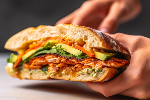 Sándwich de salmón y aguacate ai generativo