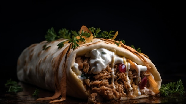 Sándwich de shawarma con carne