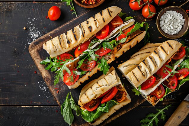 Sándwich de tortas de carne mexicana con vista desde arriba