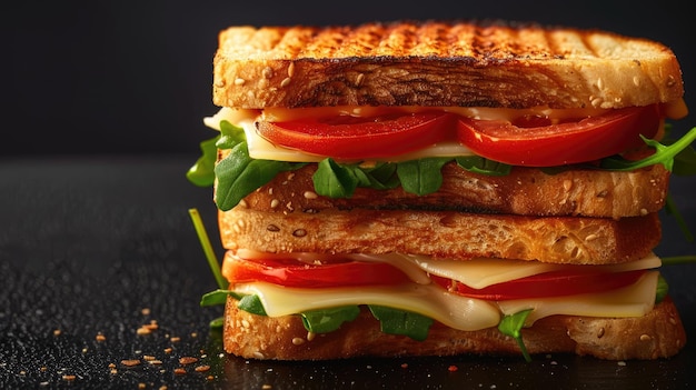 sándwich tostado a la parrilla con queso y tomates