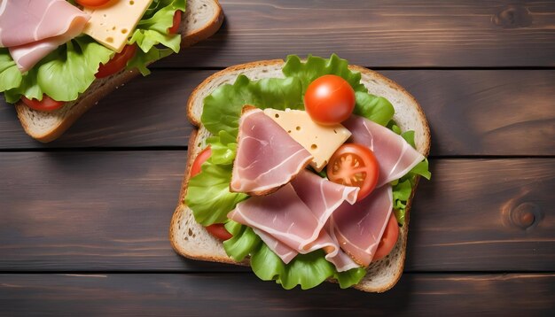 Sándwich tostado con queso de jamón de lechuga y tomate