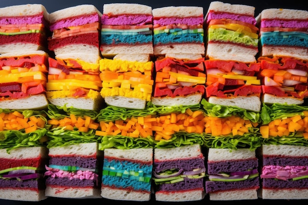 Sándwiches de colores del arco iris