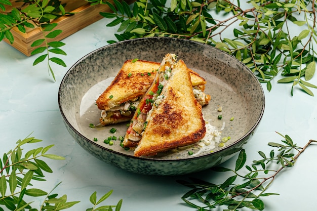 Sándwiches de desayuno gourmet apetitosos