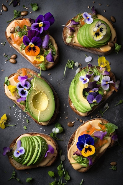 Sándwiches con flores comestibles