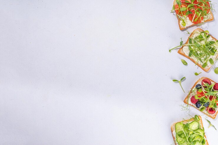 Foto sándwiches microgreen de frutas y verduras