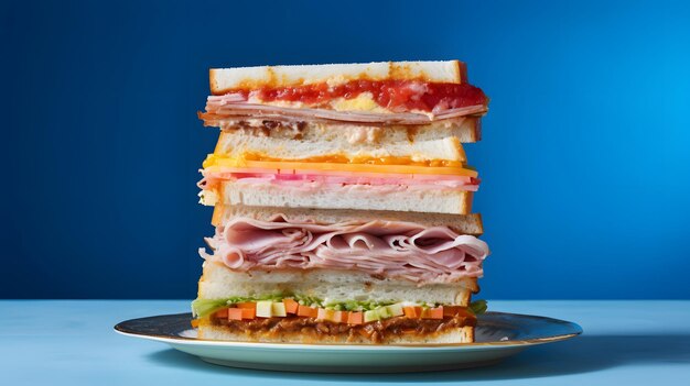 Sandwiches mit Brot, Tomaten, Salat und gelbem Käse