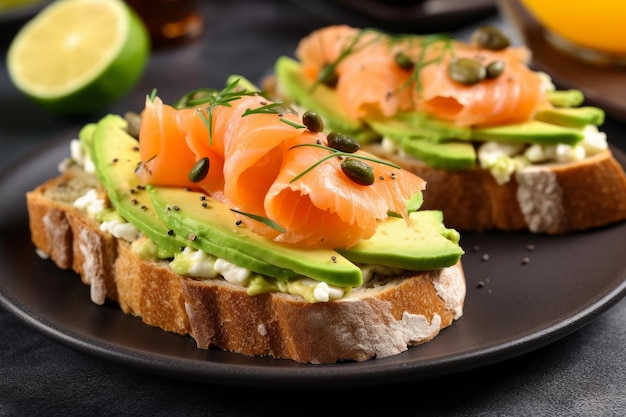 Sándwiches de pan de salmón Generar Ai