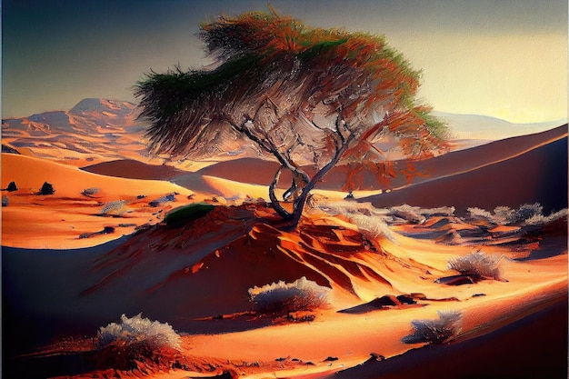 Foto sandy desert landscape sand dune generativo ai ilustración