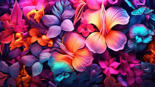 Sandy Shoreline Bloom Gradient Tropical Flower Tropische Farbtöne im Bloom Gradient Flower Paradise