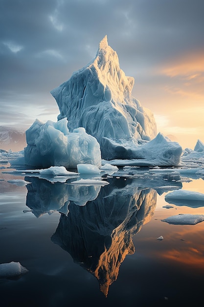 Sanftes Eisberglicht und dramatischer Fokus