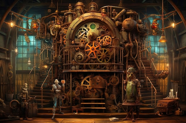 Sangre corazón máquina steampunk ilustración generativa ai