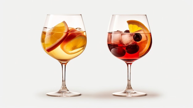 Sangria aus Rot- und Weißwein isolierter Hintergrund Generative Ai