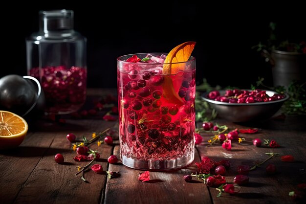 Sangria em Copo com Decoração de Flor Rosa Generativa Ai