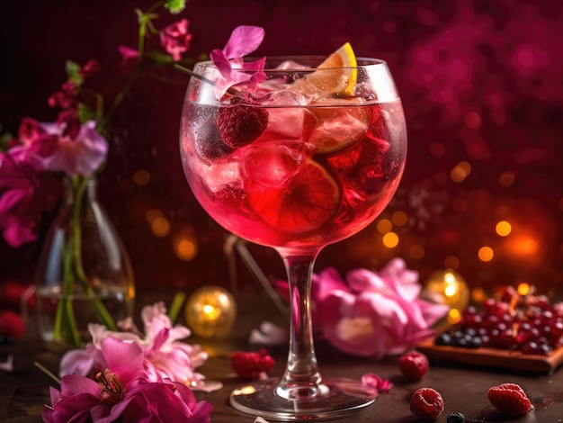 Sangria em copo com frutas