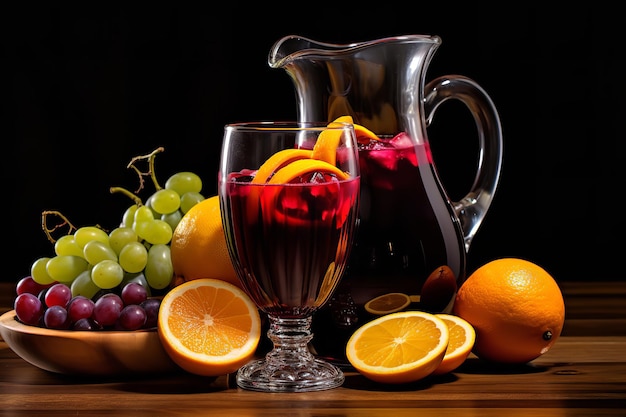 Sangria-Krug mit Rotwein und Zitrusfrüchten